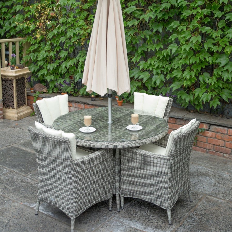 Oxford - 4 Seat Set with 120cm Round Table (Light Grey) - Rathwood Store
