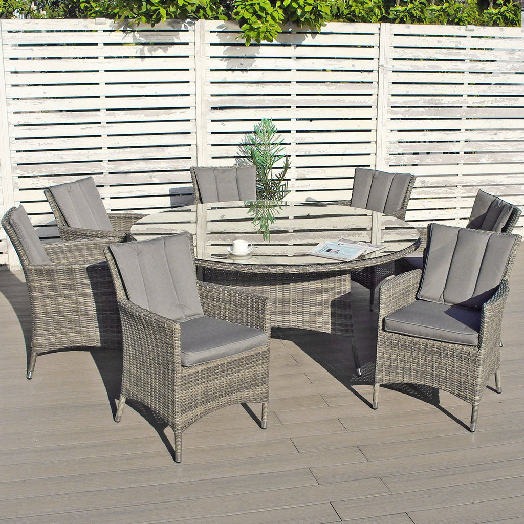 Oxford - 8 Seat Set with 170cm Round Table (Dark Grey) - Rathwood Store