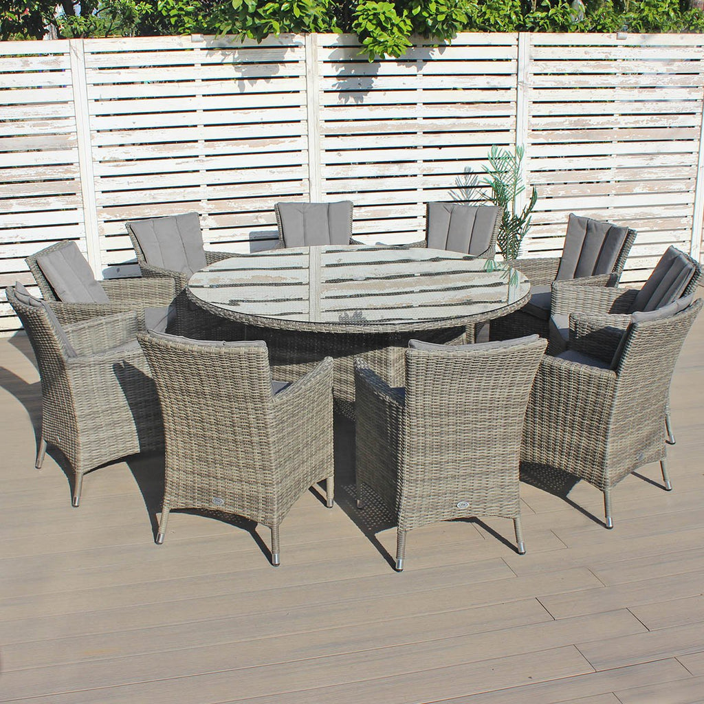 Oxford - 8 Seat Set with 170cm Round Table (Dark Grey) - Rathwood Store