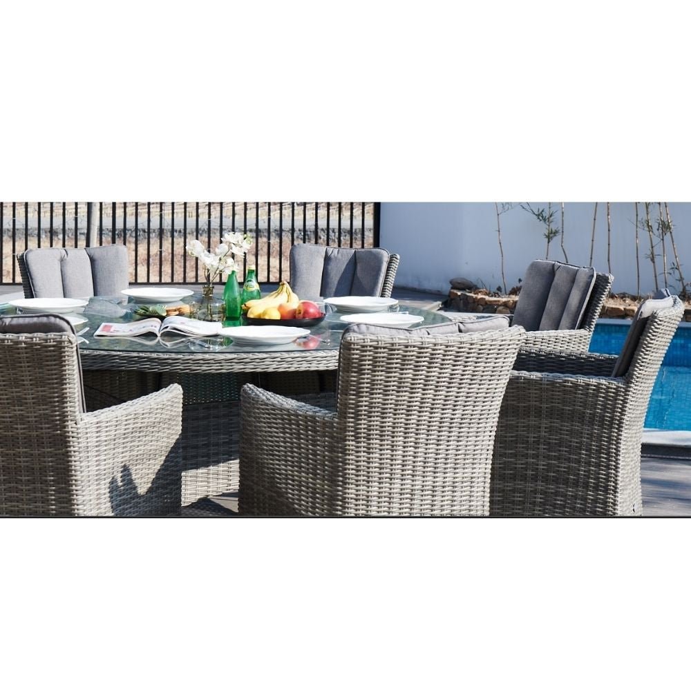 Oxford - 8 Seat Set with 170cm Round Table (Dark Grey) - Rathwood Store
