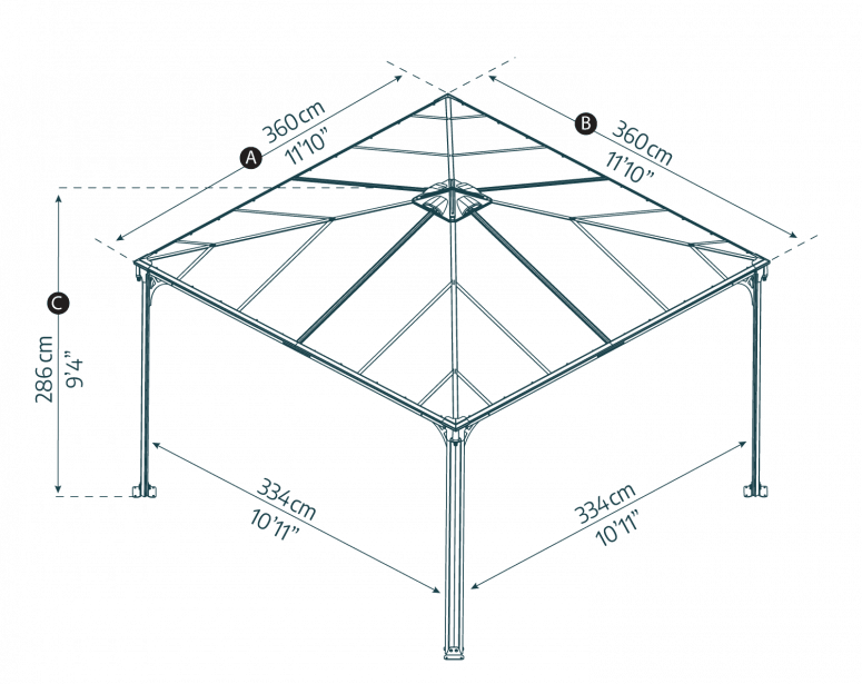 Palermo 12 ft. x 12 ft. Gazebo Kit - Grey Structure - Rathwood Store