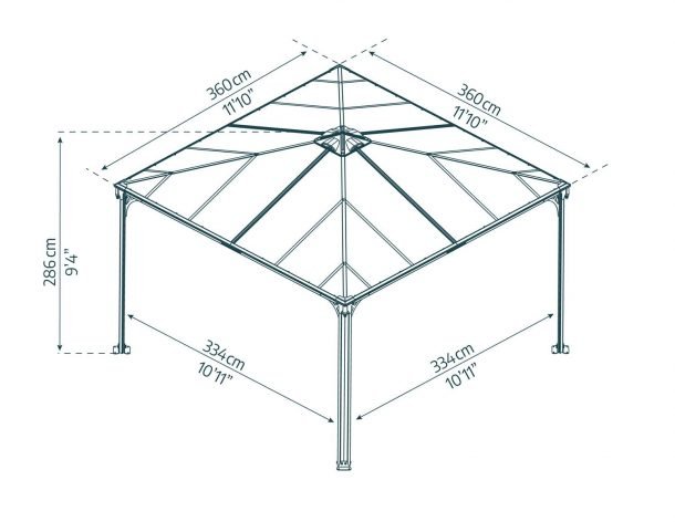 Palermo 12 ft. x 12 ft. Gazebo Kit - Grey Structure - Rathwood Store
