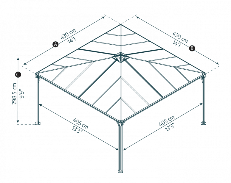 Palermo 14 ft. x 14 ft. Gazebo Kit - Grey Structure - Rathwood Store