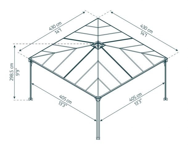 Palermo 14 ft. x 14 ft. Gazebo Kit - Grey Structure - Rathwood Store