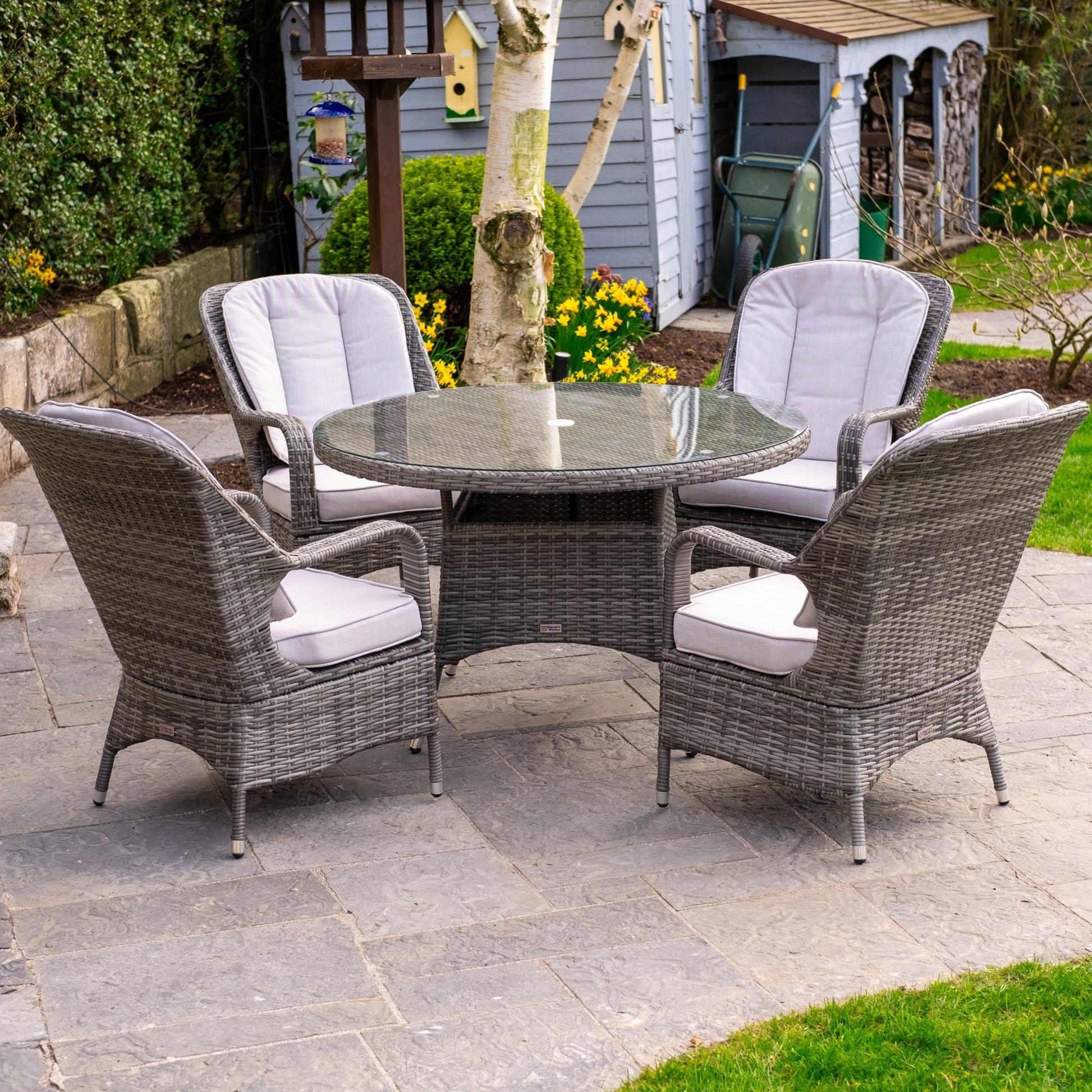 Parma - 4 Seater Set with 120cm Round Table (Grey) - Rathwood Store