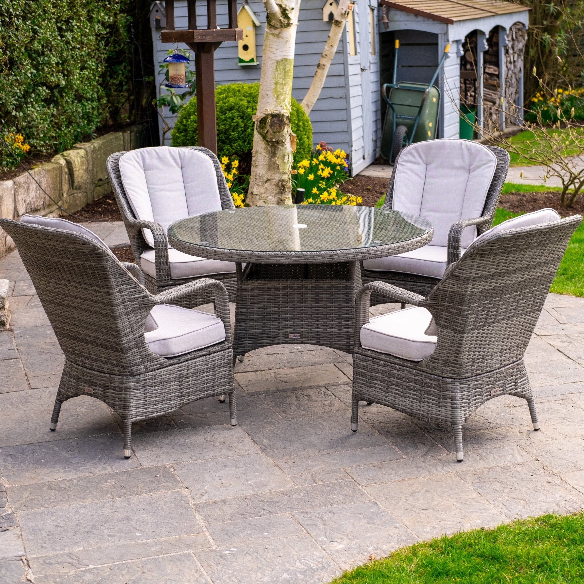 Parma - 4 Seater Set with 120cm Round Table (Grey) - Rathwood Store