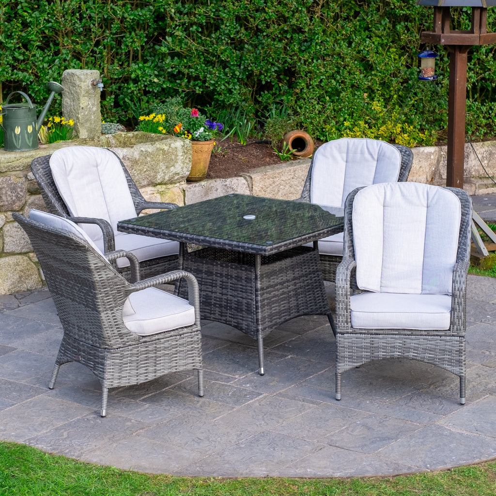 Parma - 4 Seater Set with Square Dining Table (Grey) - Rathwood Store