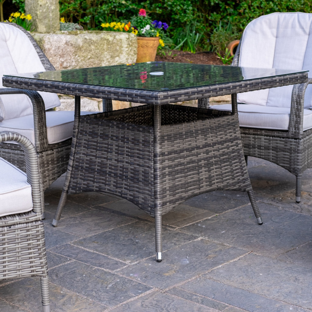 Parma - 4 Seater Set with Square Dining Table (Grey) - Rathwood Store