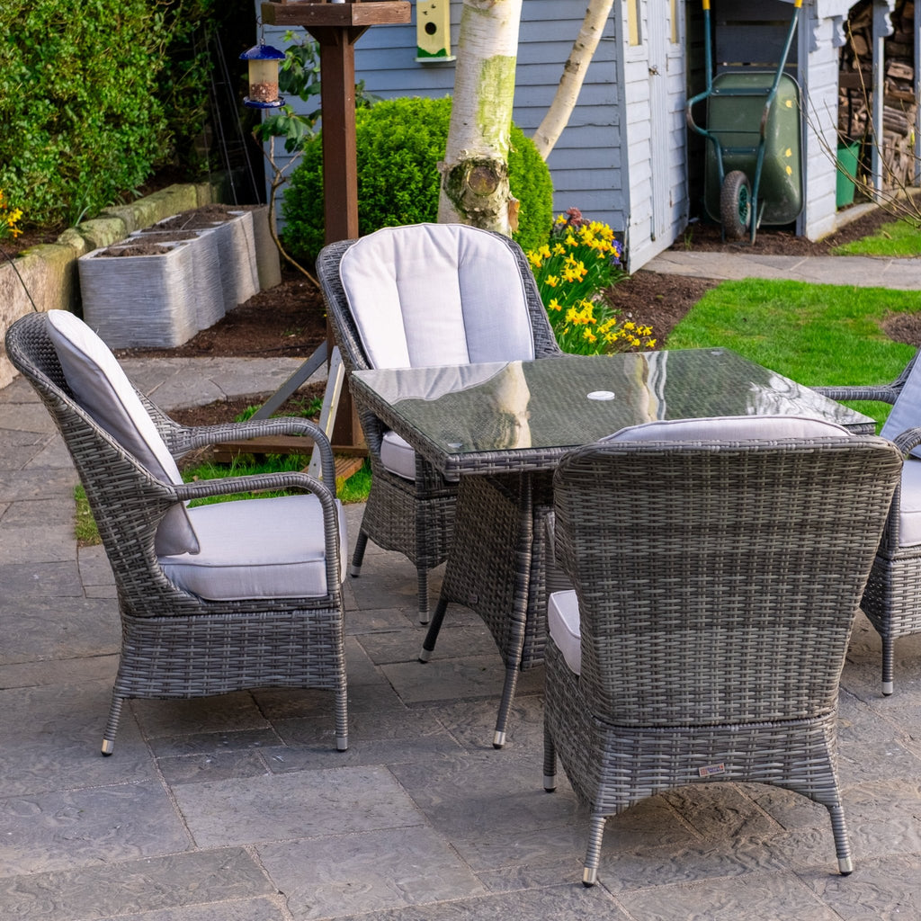 Parma - 4 Seater Set with Square Dining Table (Grey) - Rathwood Store