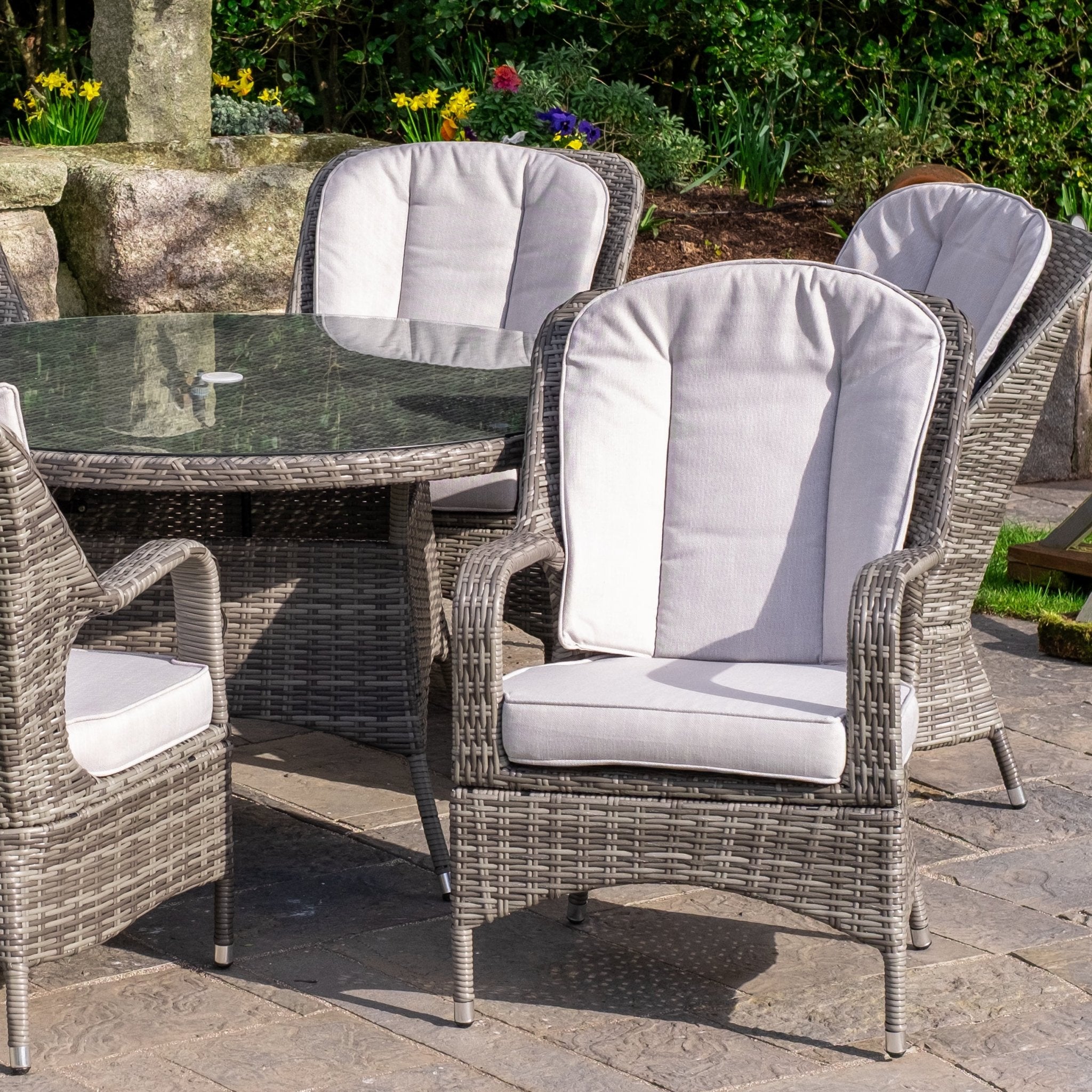 Parma - 6 Seater Set with 135cm Round Table (Grey) - Rathwood Store