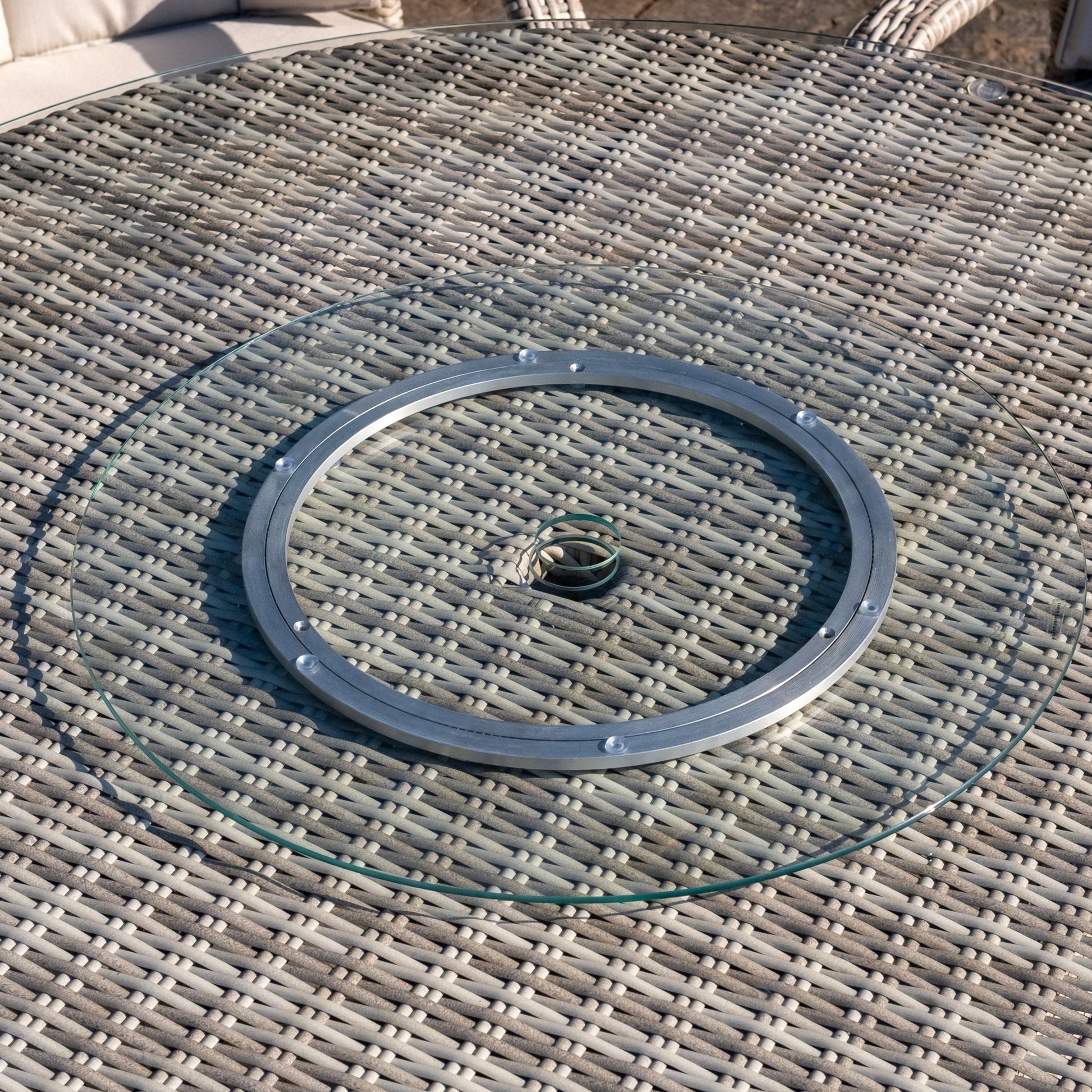 Parma - 6 Seater Set with 135cm Round Table (White Washed) - Rathwood Store