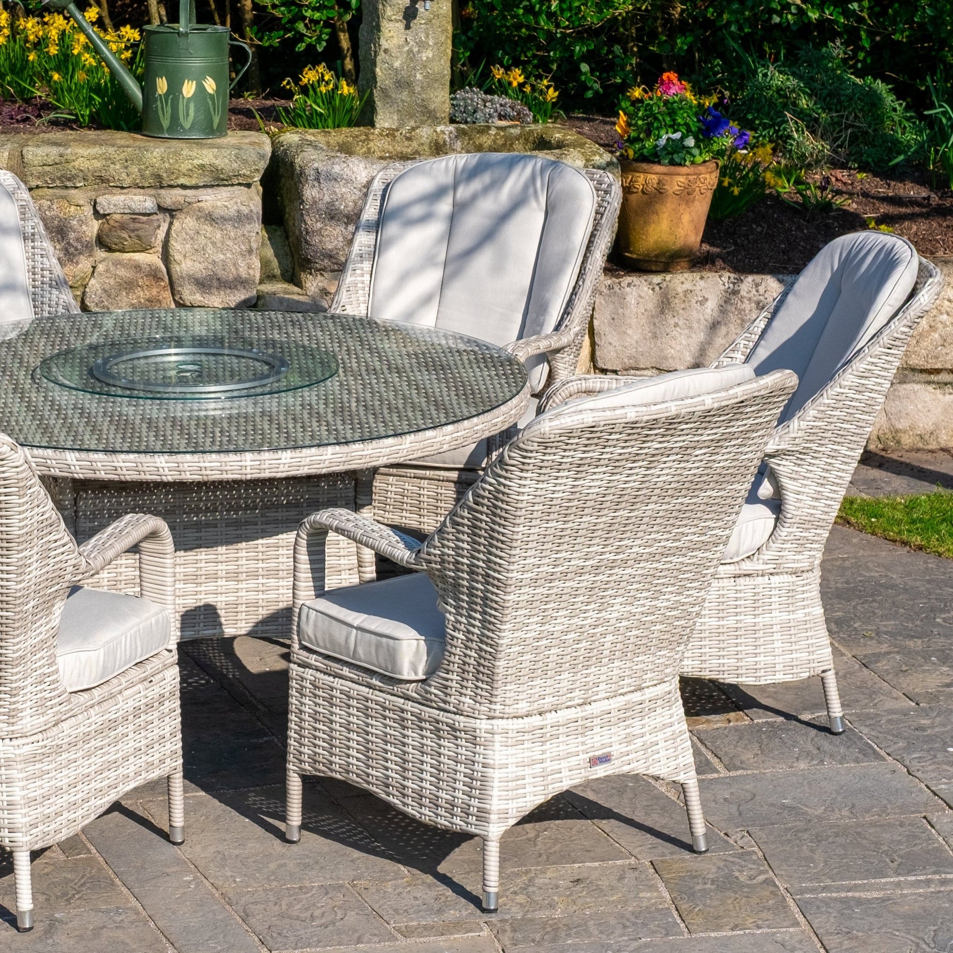 Parma - 6 Seater Set with 135cm Round Table (White Washed) - Rathwood Store