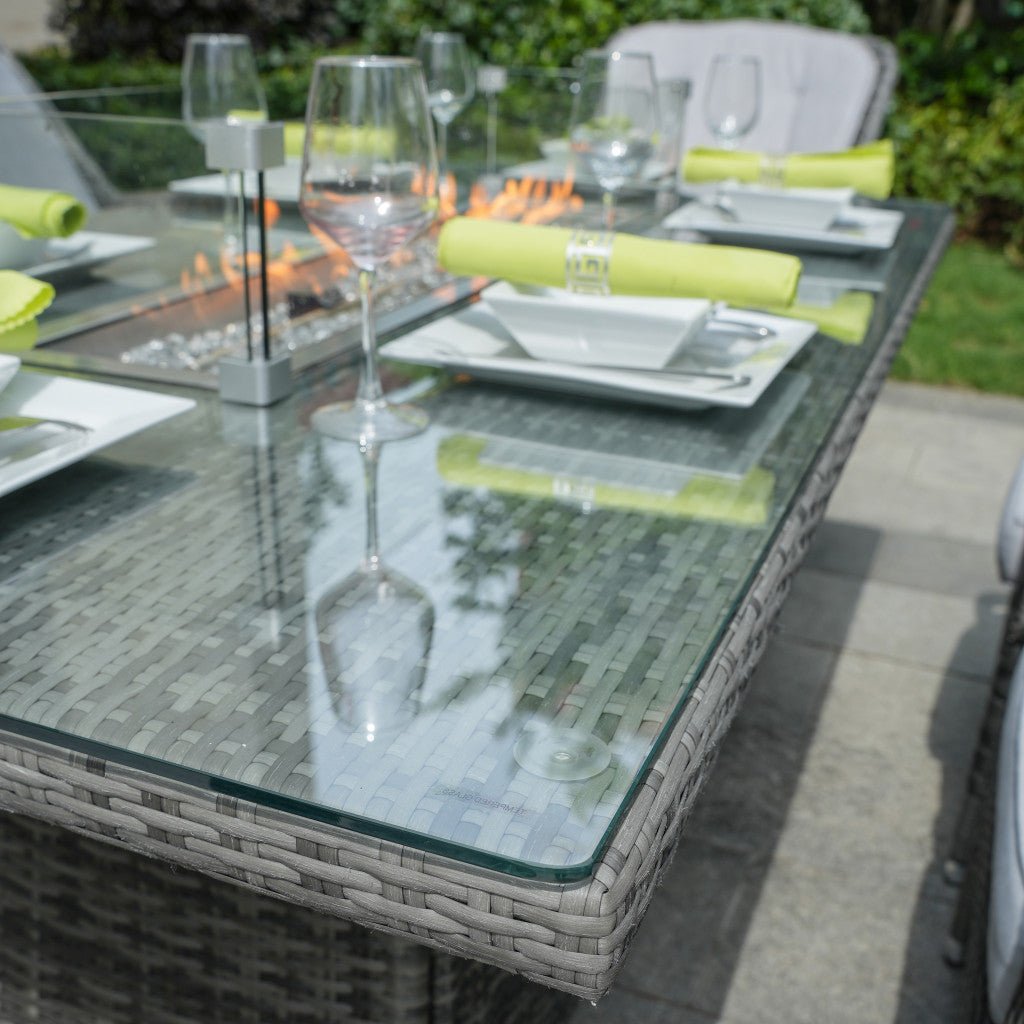 Parma - 6 Seater Set with Rectangular Firepit Table (Grey) - Rathwood Store