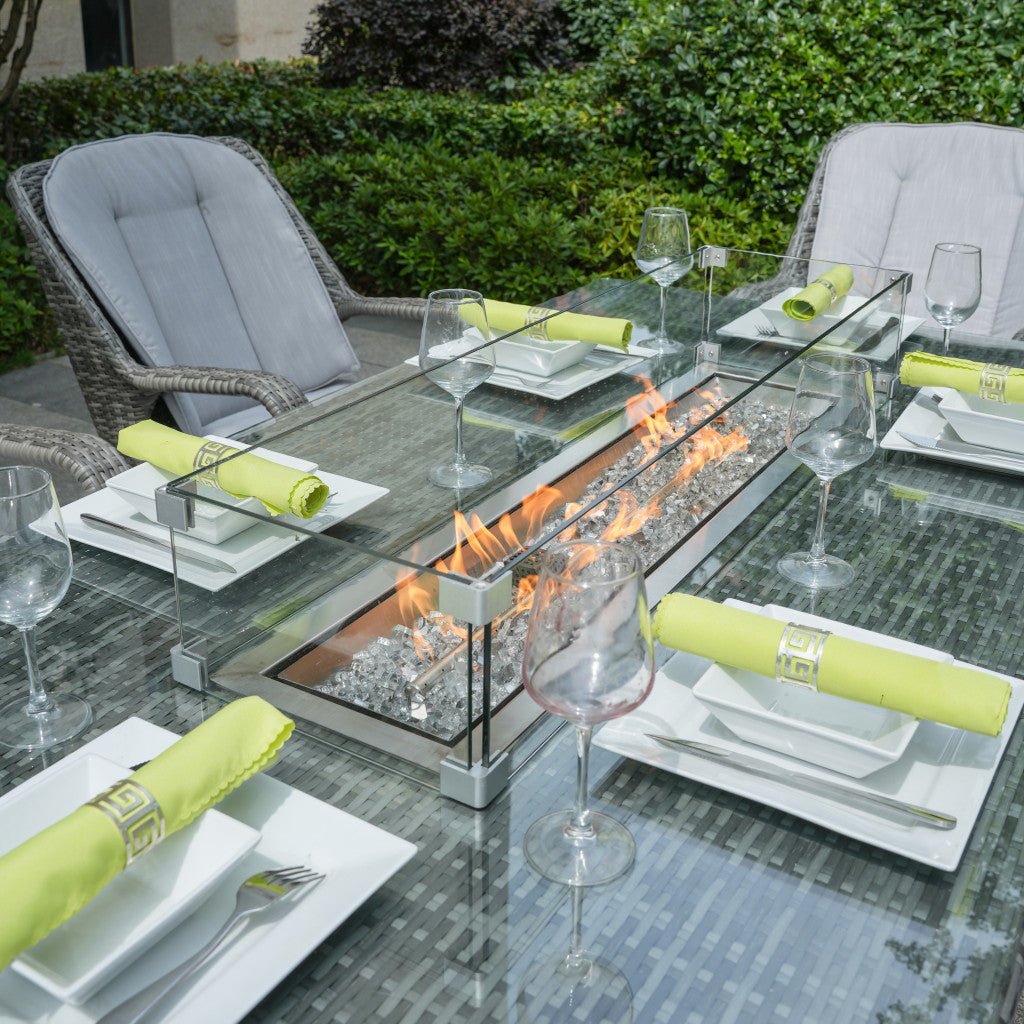 Parma - 6 Seater Set with Rectangular Firepit Table (Grey) - Rathwood Store