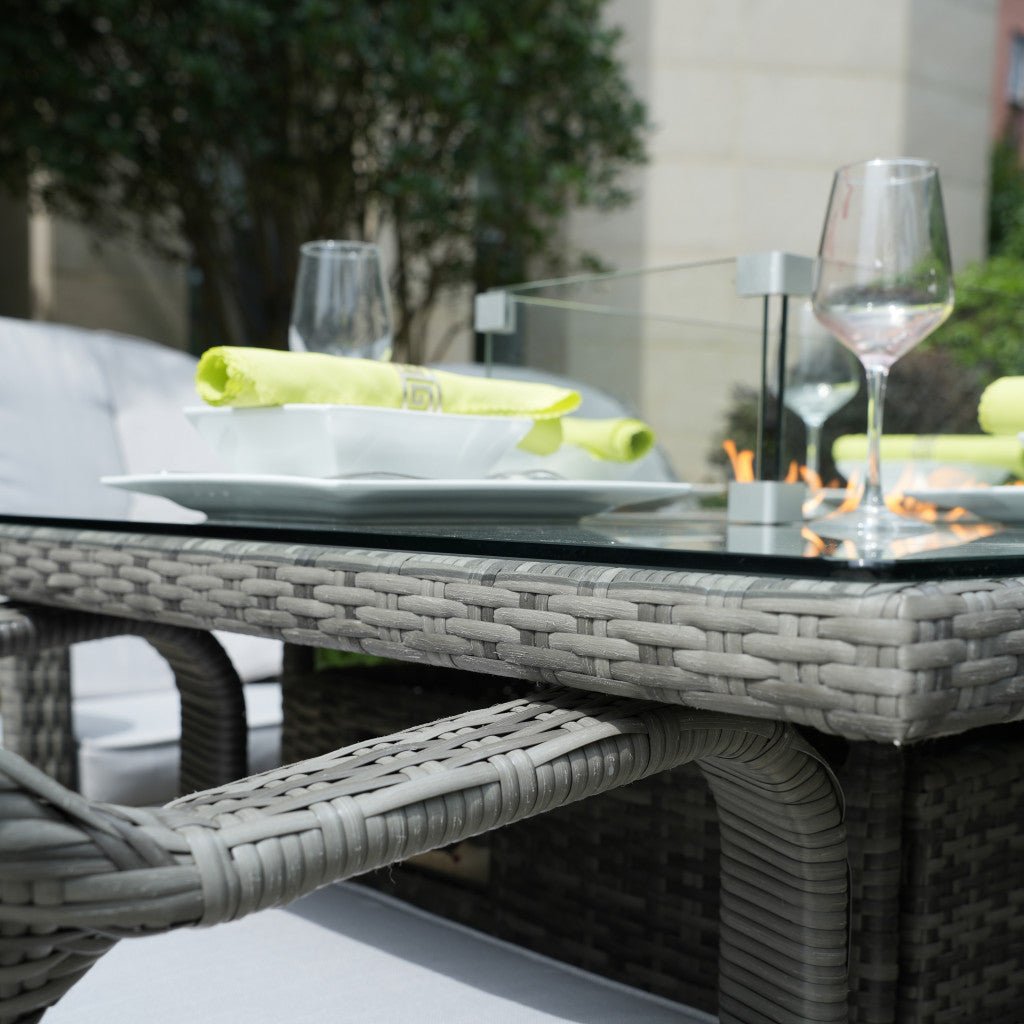 Parma - 6 Seater Set with Rectangular Firepit Table (Grey) - Rathwood Store