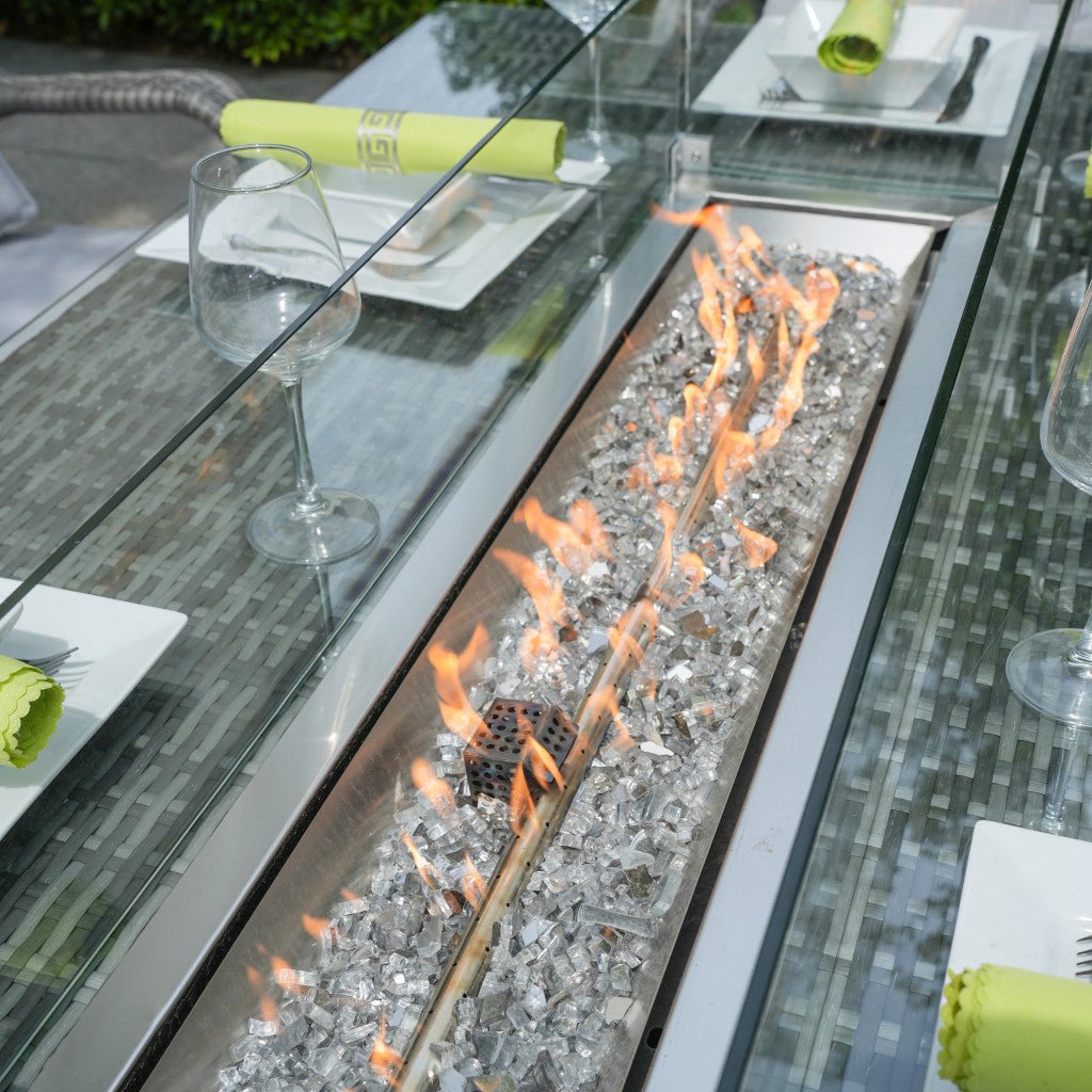 Parma - 6 Seater Set with Rectangular Firepit Table (Grey) - Rathwood Store