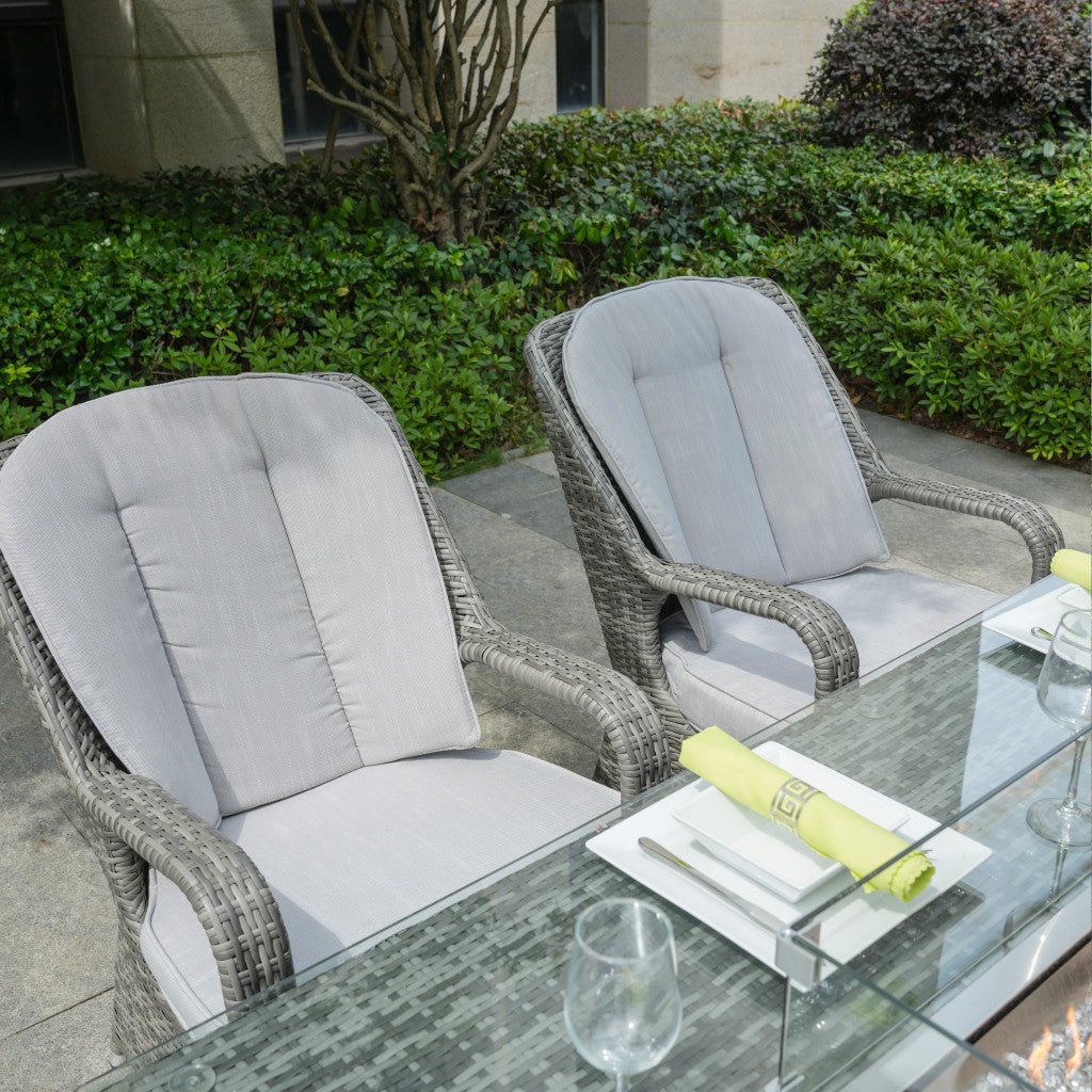 Parma - 6 Seater Set with Rectangular Firepit Table (Grey) - Rathwood Store