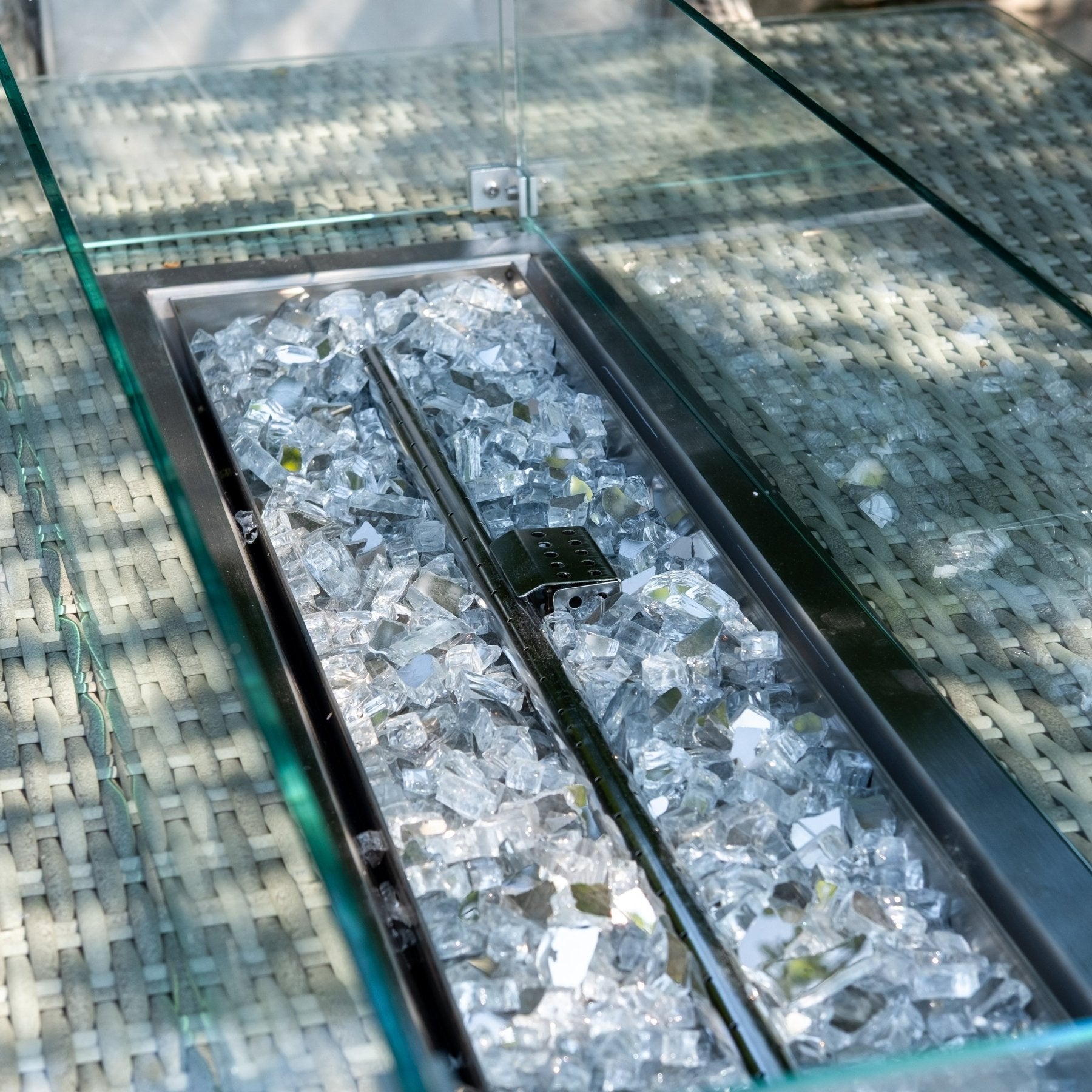 Parma - 6 Seater Set with Rectangular Firepit Table (White Washed) - Rathwood Store