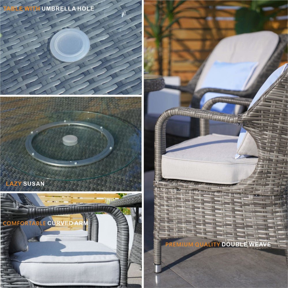 Parma - 8 Seater Set with 170cm Round Table (Grey) - Rathwood Store