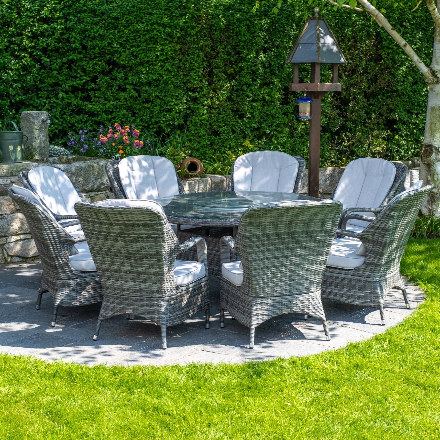 Parma - 8 Seater Set with 170cm Round Table (Grey) - Rathwood Store