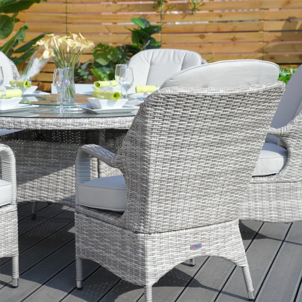 Parma - 8 Seater Set with 170cm Round Table (White Washed) - Rathwood Store