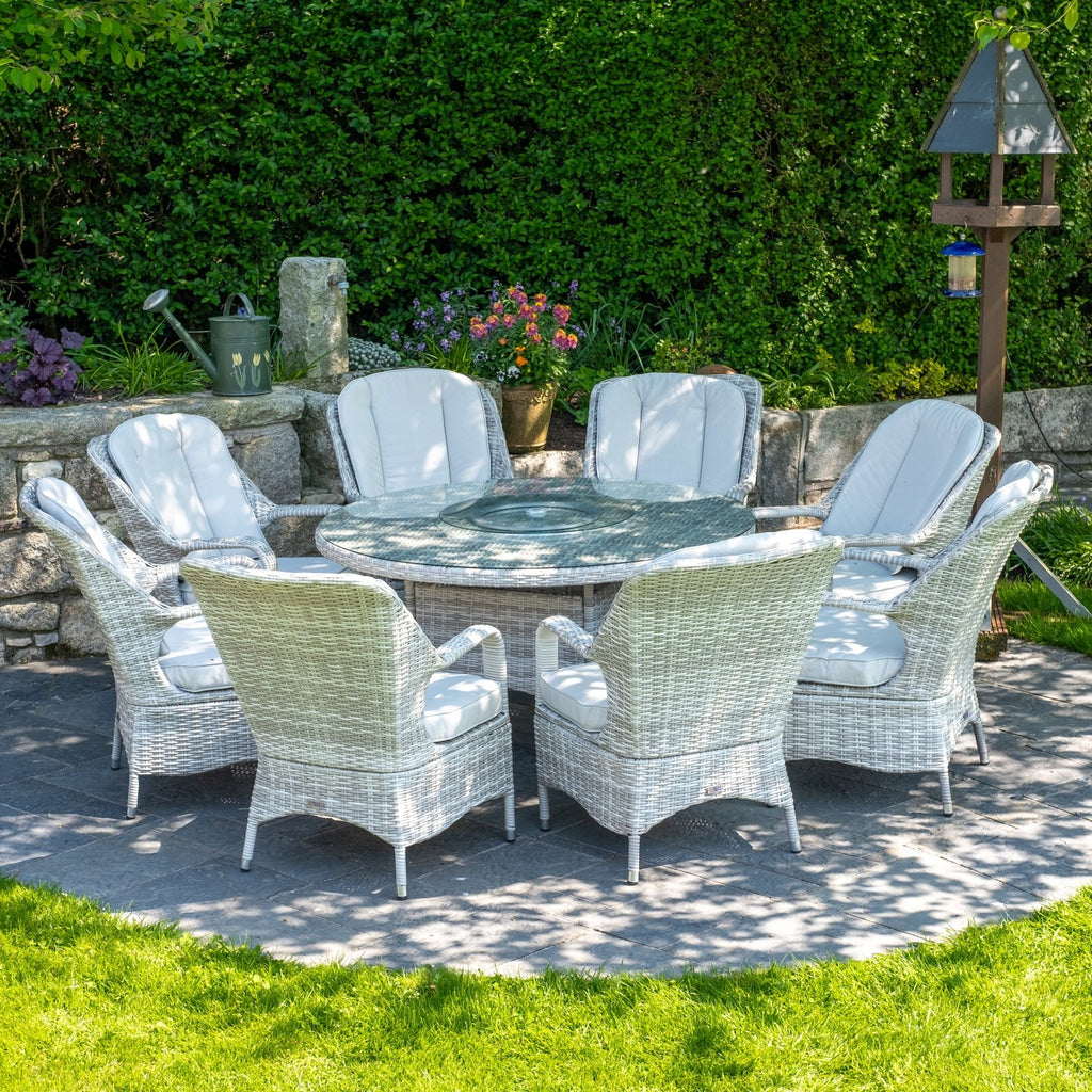 Parma - 8 Seater Set with 170cm Round Table (White Washed) - Rathwood Store