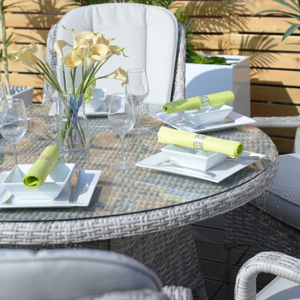 Parma - 8 Seater Set with 170cm Round Table (White Washed) - Rathwood Store