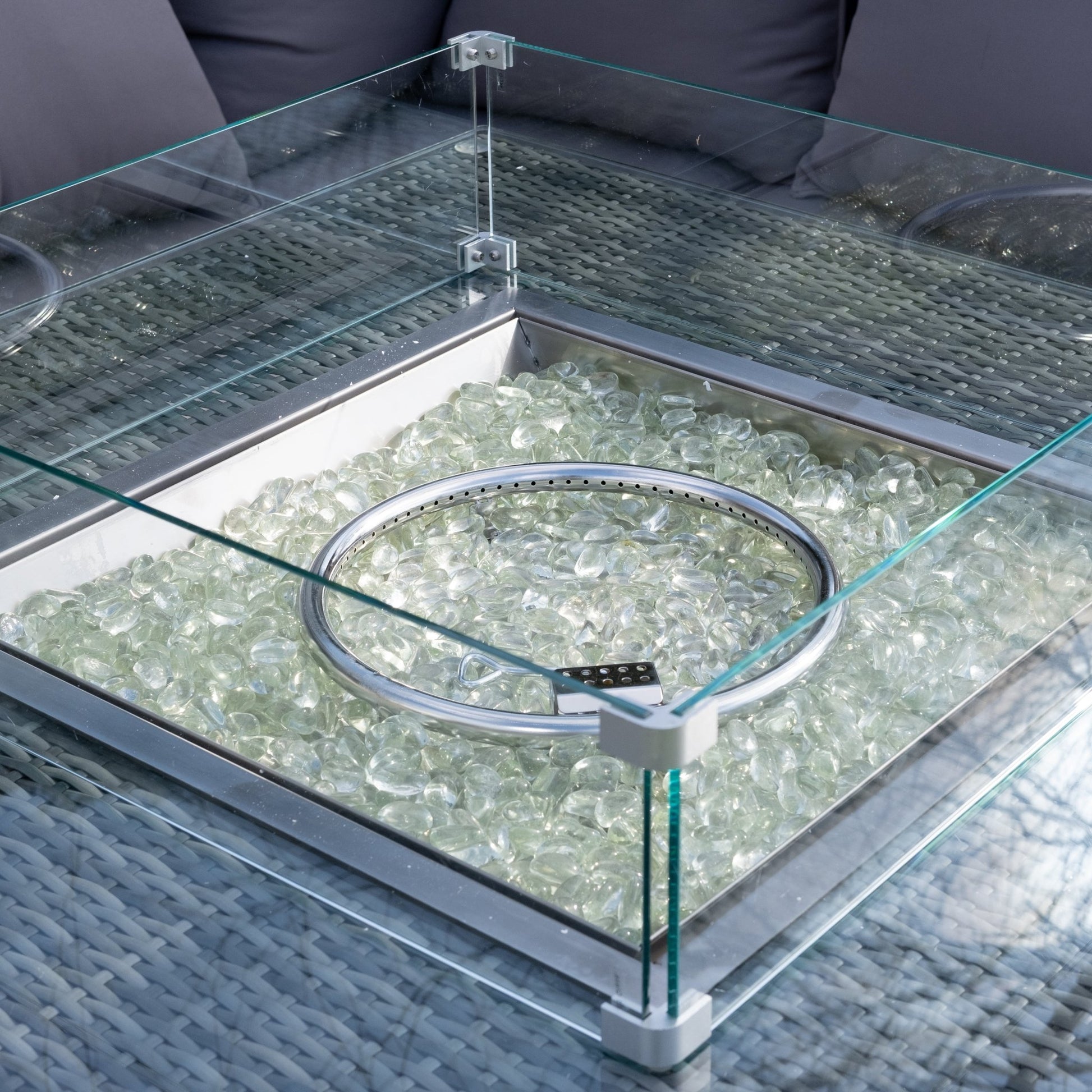 Parma - Corner Sofa Set with Square Firepit Table (Grey) - Rathwood Store