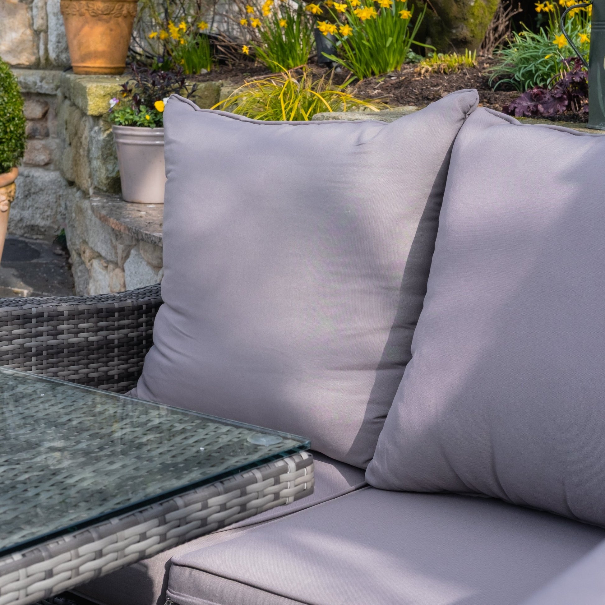 Parma - Corner Sofa Set with Square Firepit Table (Grey) - Rathwood Store