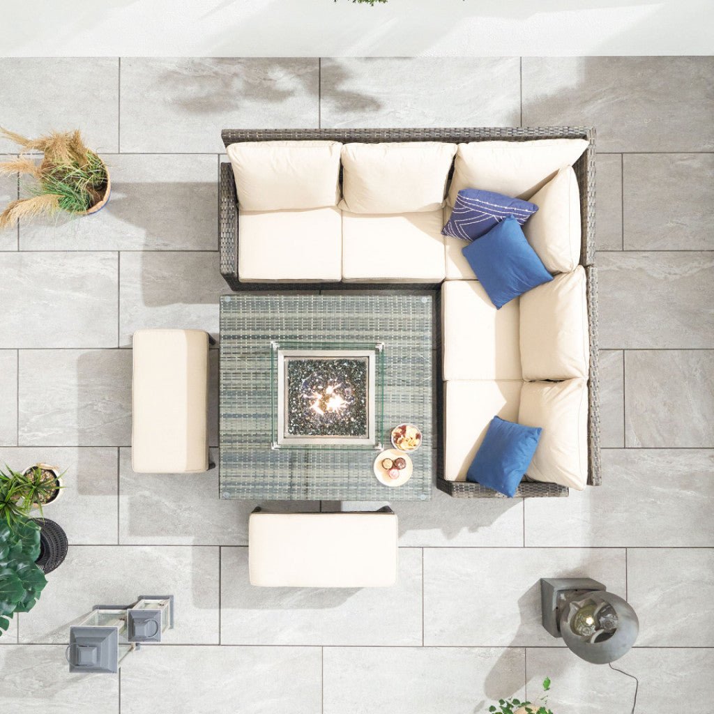 Parma - Corner Sofa Set with Square Firepit Table (Natural) - Rathwood Store