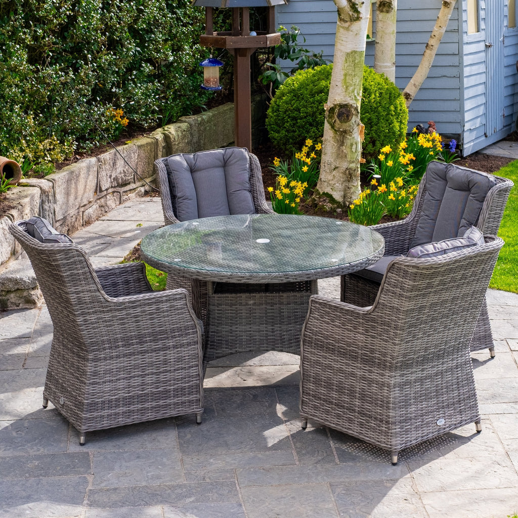 Parma Deluxe - 4 Seater Set with 120 cm Round Table (Grey) - Rathwood Store