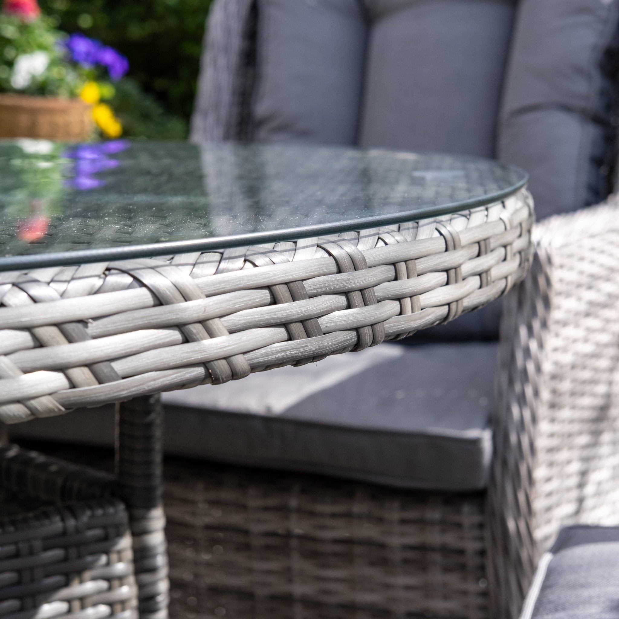 Parma Deluxe - 4 Seater Set with 120 cm Round Table (Grey) - Rathwood Store