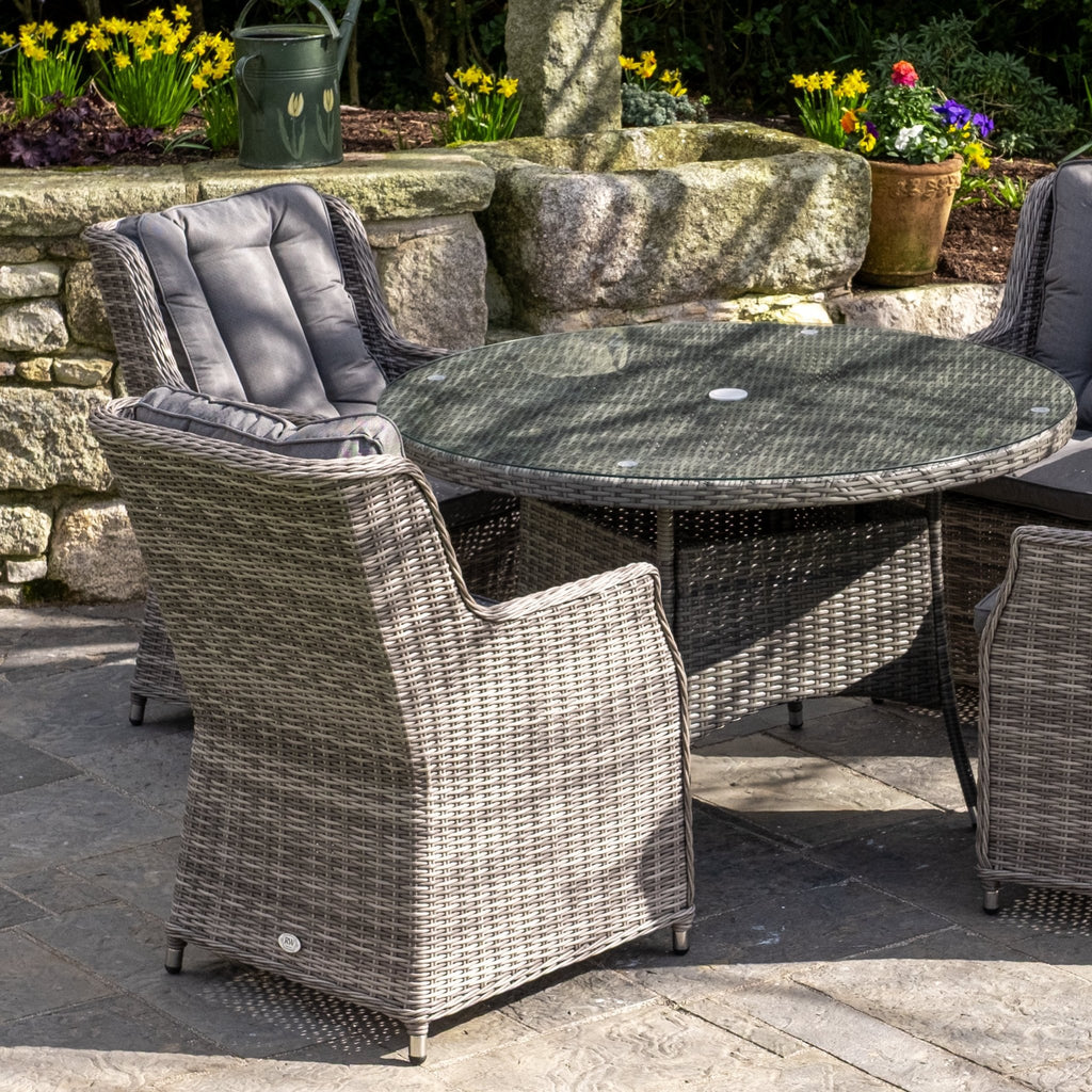 Parma Deluxe - 4 Seater Set with 120 cm Round Table (Grey) - Rathwood Store