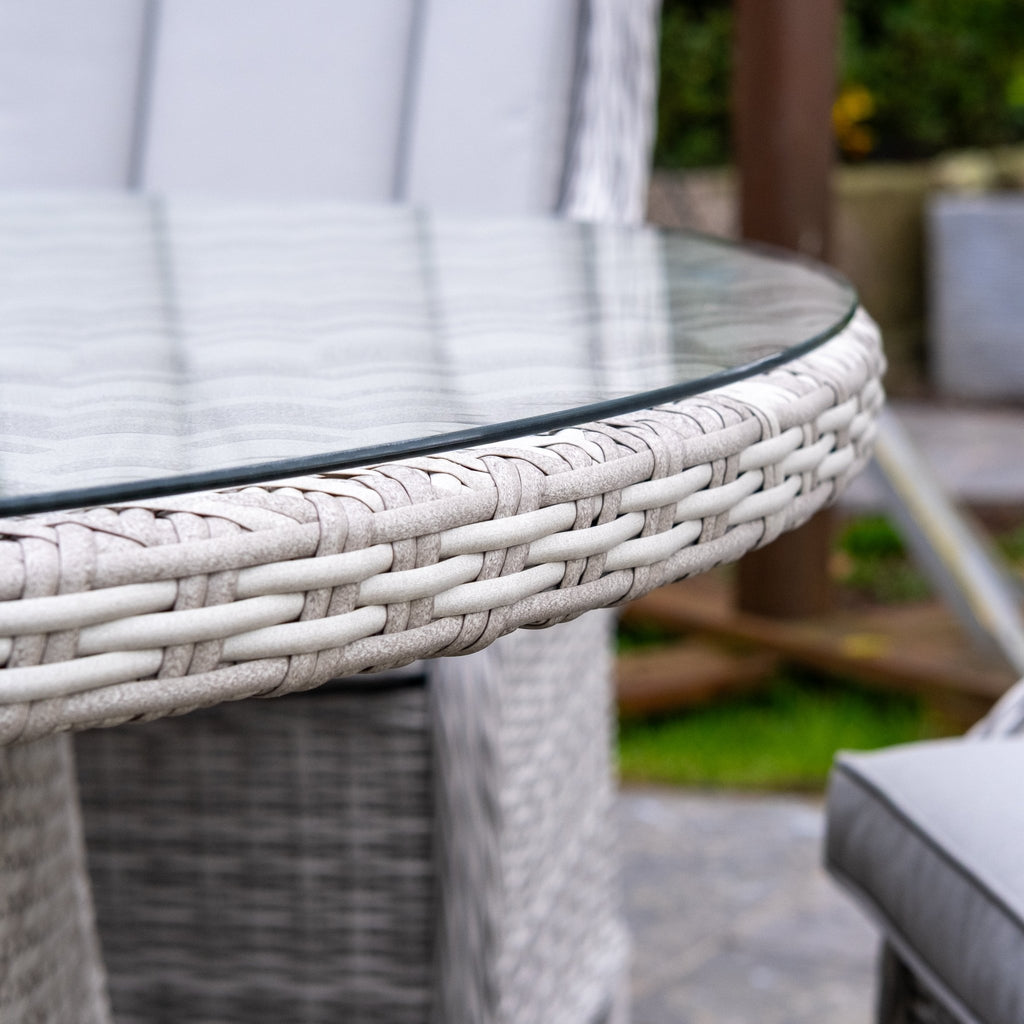 Parma Deluxe - 4 Seater Set with Round Table (White Wash) - Rathwood Store