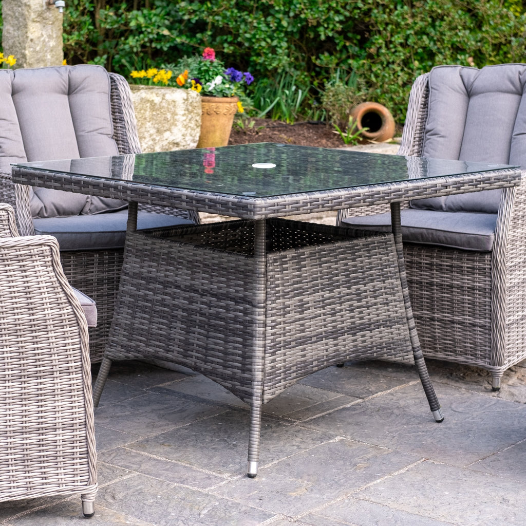 Parma Deluxe - 4 Seater Set with Square Table(Grey) - Rathwood Store