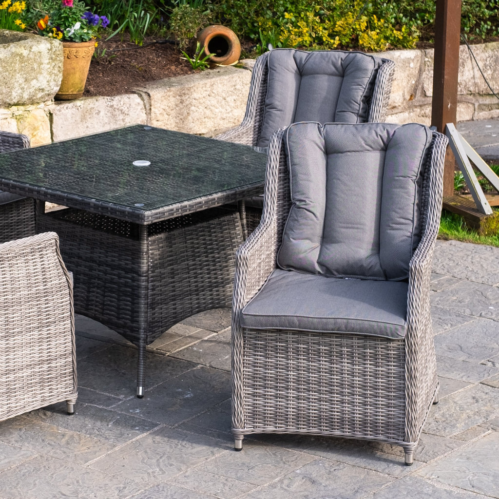 Parma Deluxe - 4 Seater Set with Square Table(Grey) - Rathwood Store