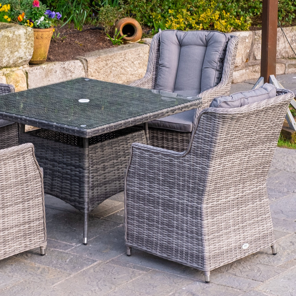 Parma Deluxe - 4 Seater Set with Square Table(Grey) - Rathwood Store