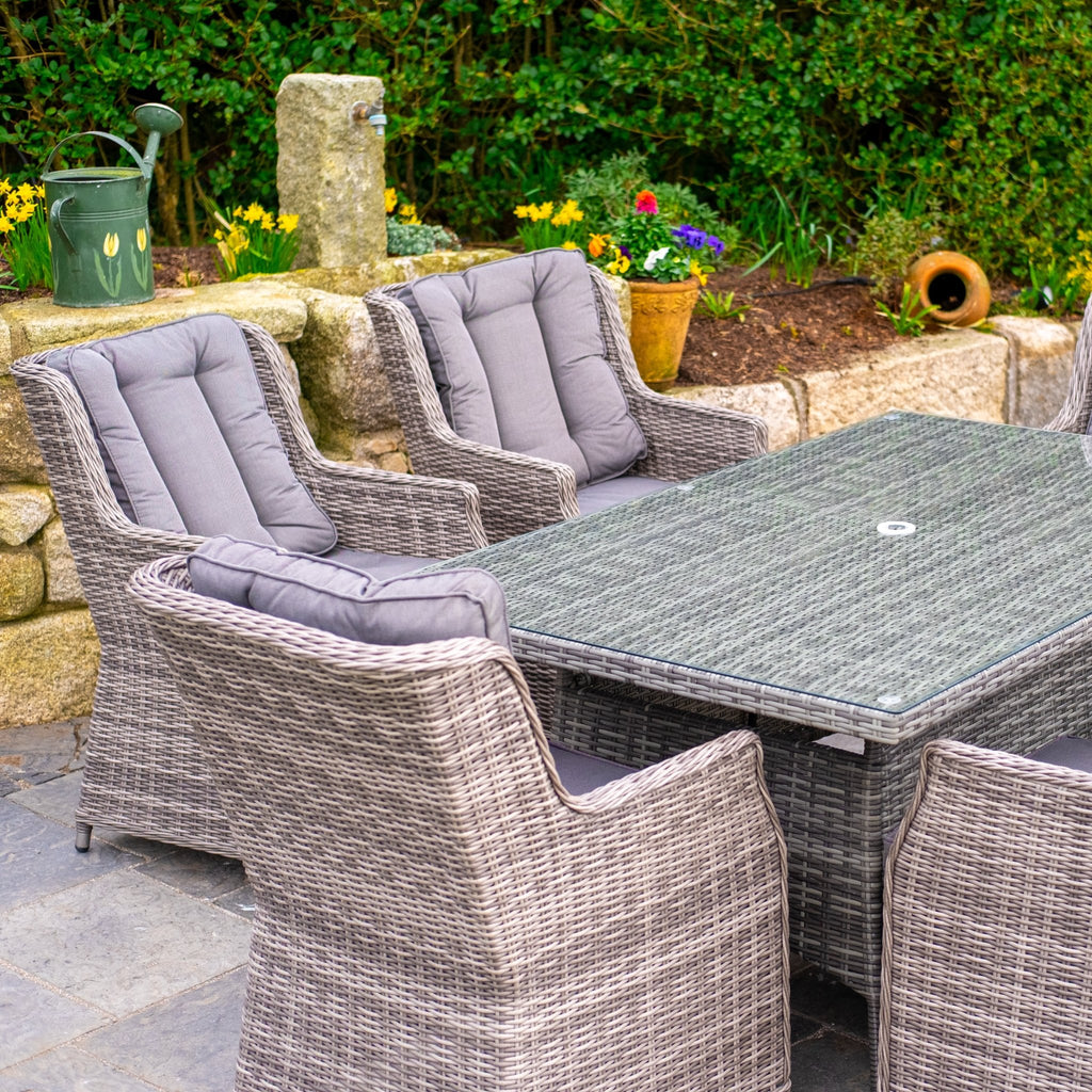 Parma Deluxe - 6 Seater Set with Rectangular Table (Grey) - Rathwood Store