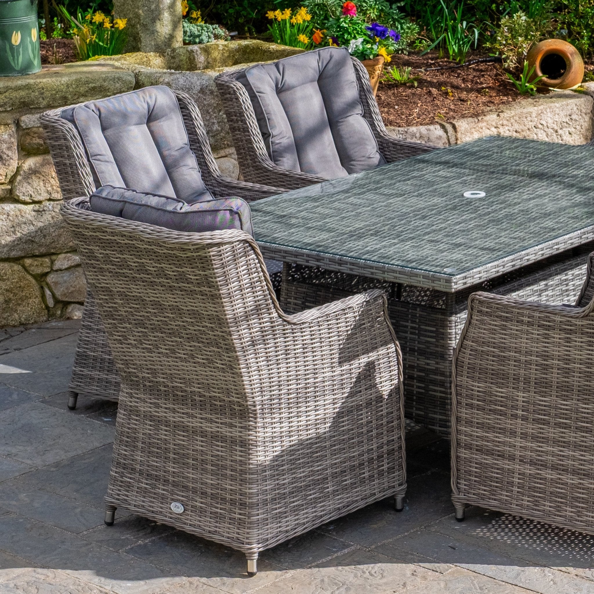 Parma Deluxe - 6 Seater Set with Rectangular Table (Grey) - Rathwood Store