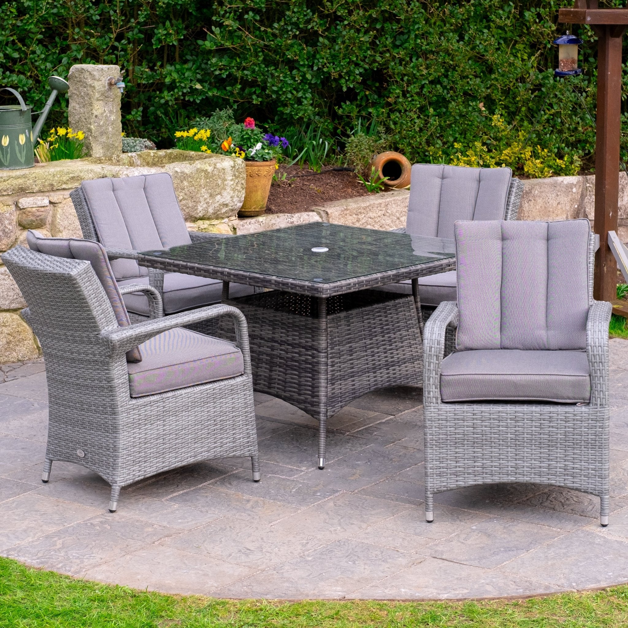 Parma Premium - 4 Seater Set with Square Table (Grey) - Rathwood Store