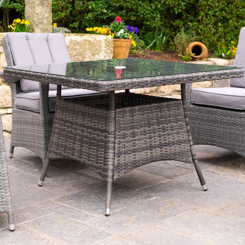 Parma Premium - 4 Seater Set with Square Table (Grey) - Rathwood Store