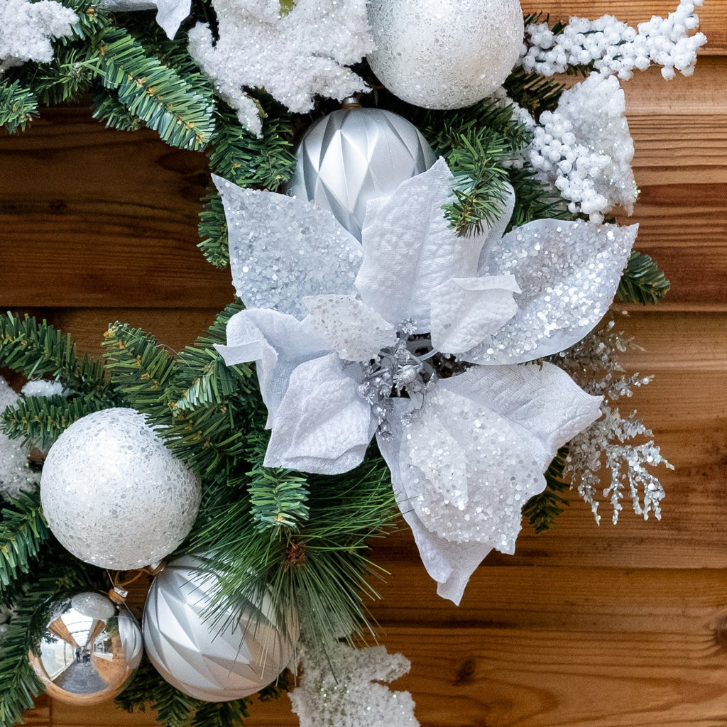 Poinsettia Wreath White - Rathwood Store