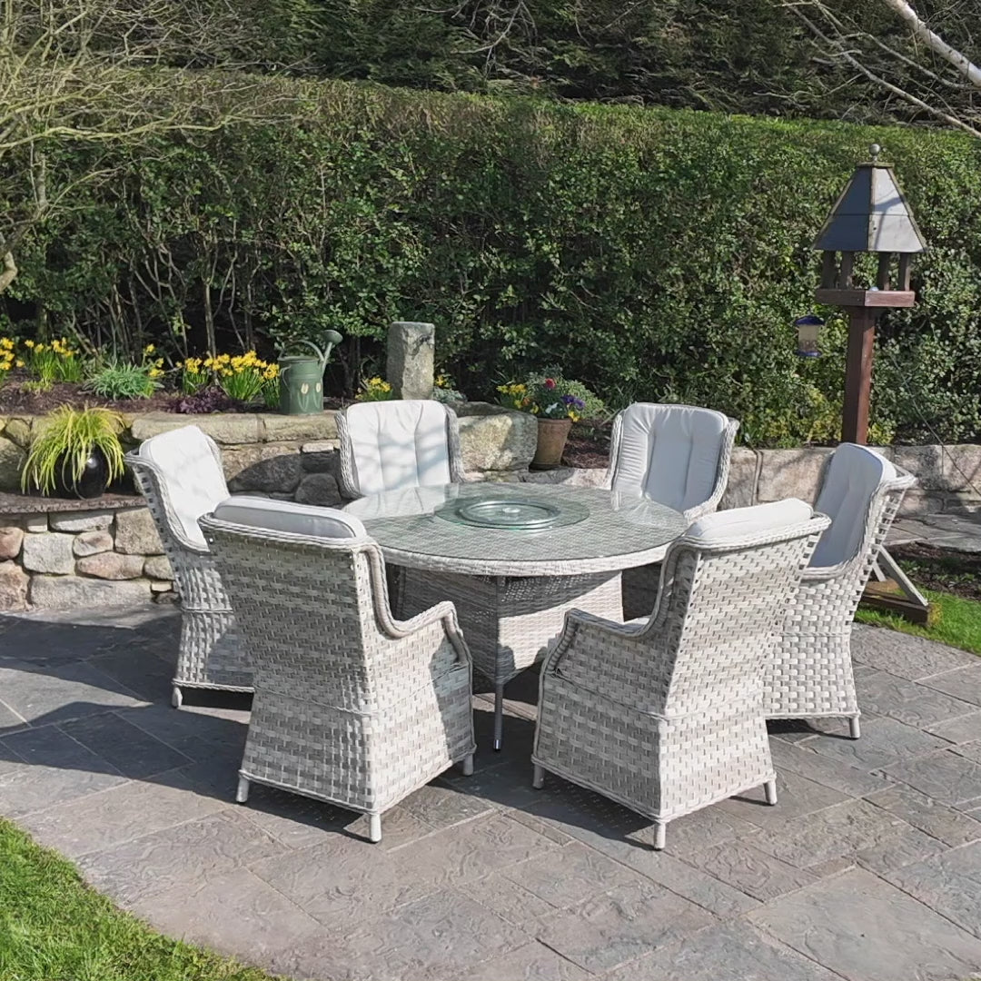 Load video: Ravenna - 6 Seater Set (White Washed)