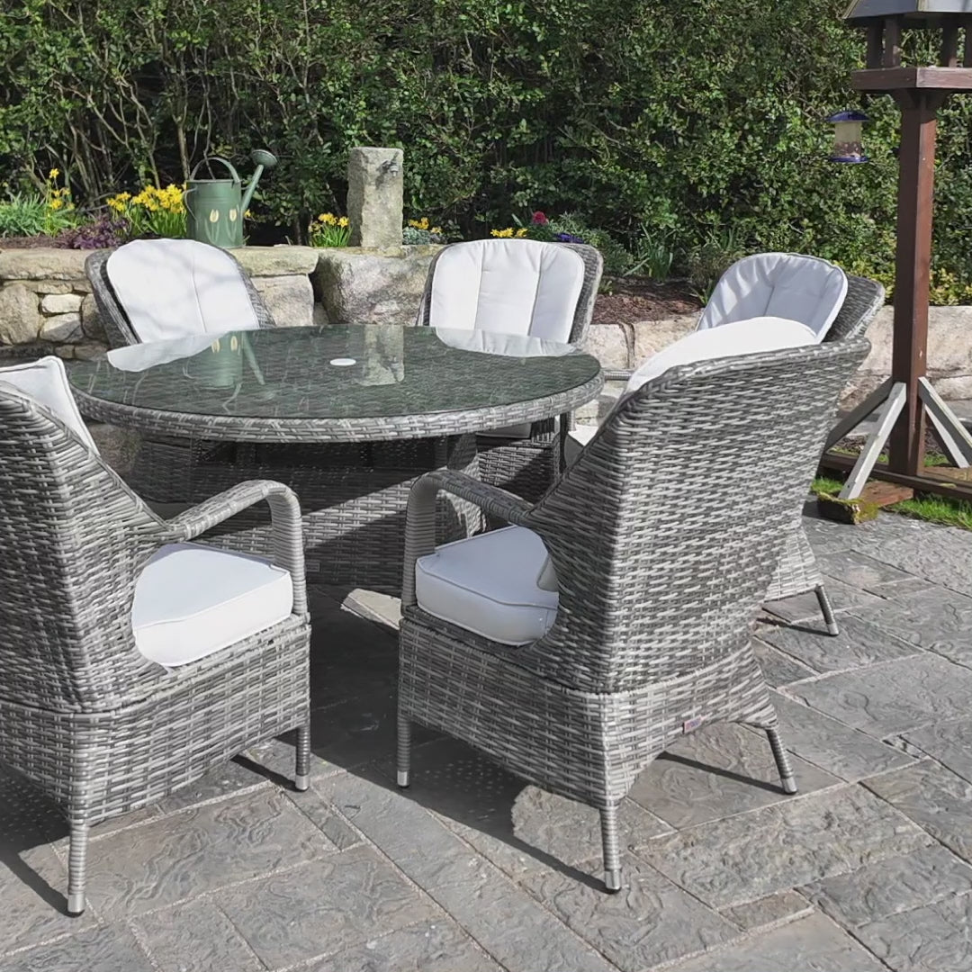 Load video: Parma - 6 Seater Set with 135cm Round Table (Grey)