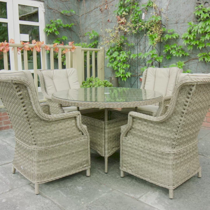 Load video: Hampton - 4 Seat Set with 120cm Round Table