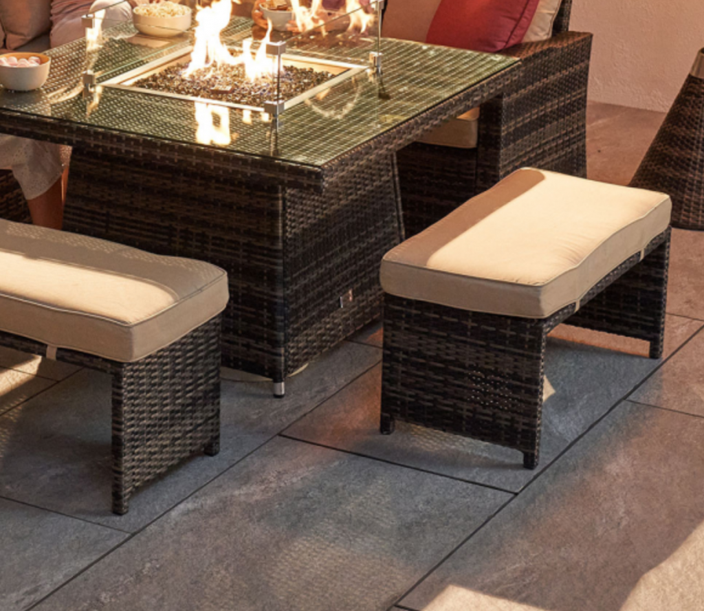 Parma - Corner Sofa Set with Square Firepit Table (Natural)