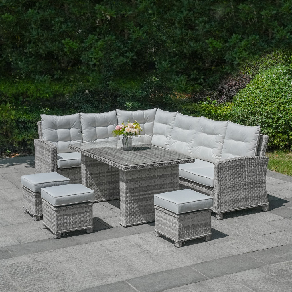 Ravenna - Corner Sofa Set with Rectangular Table (White Washed)