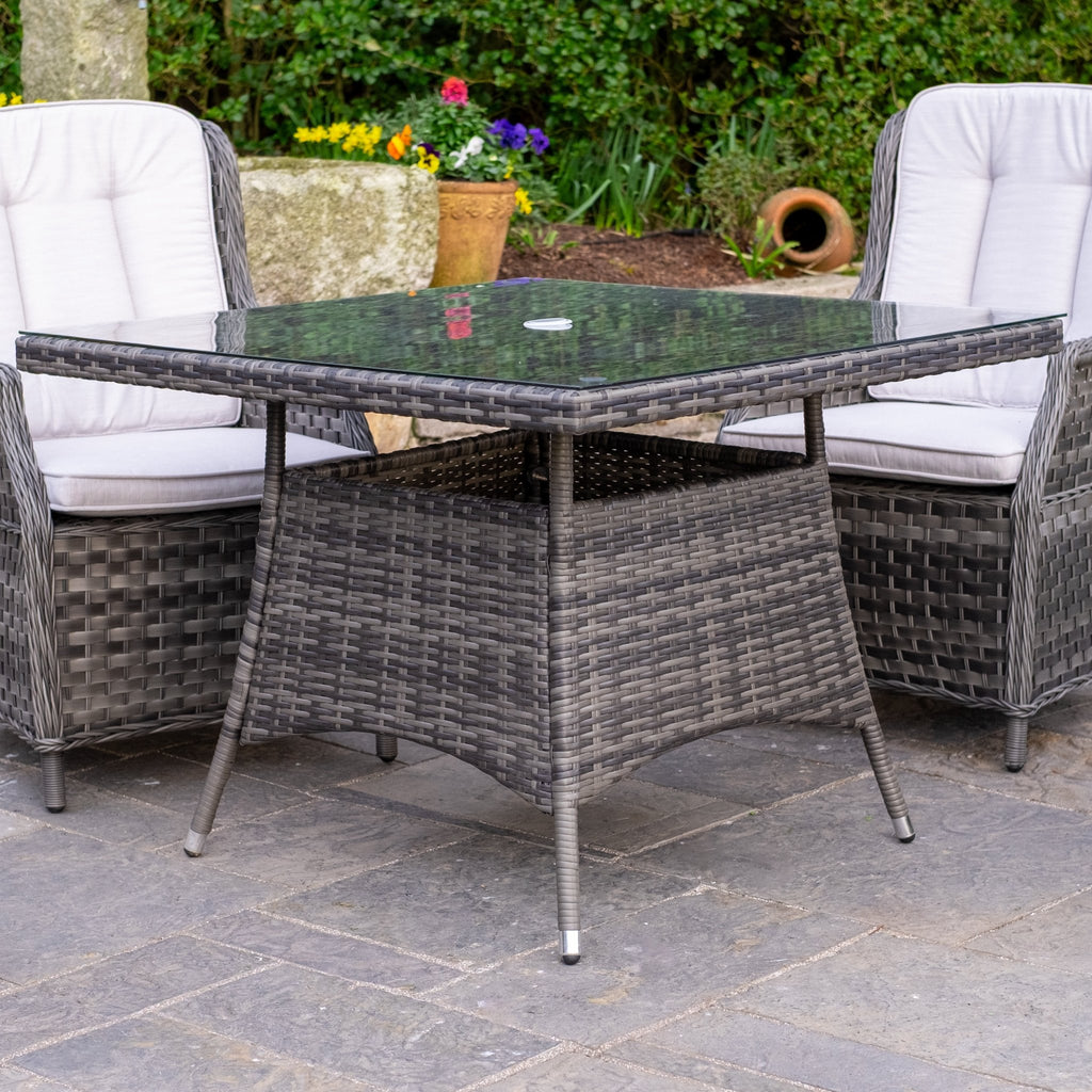 Ravenna - 4 Seater Set with Square Dining Table (Grey) - Rathwood Store