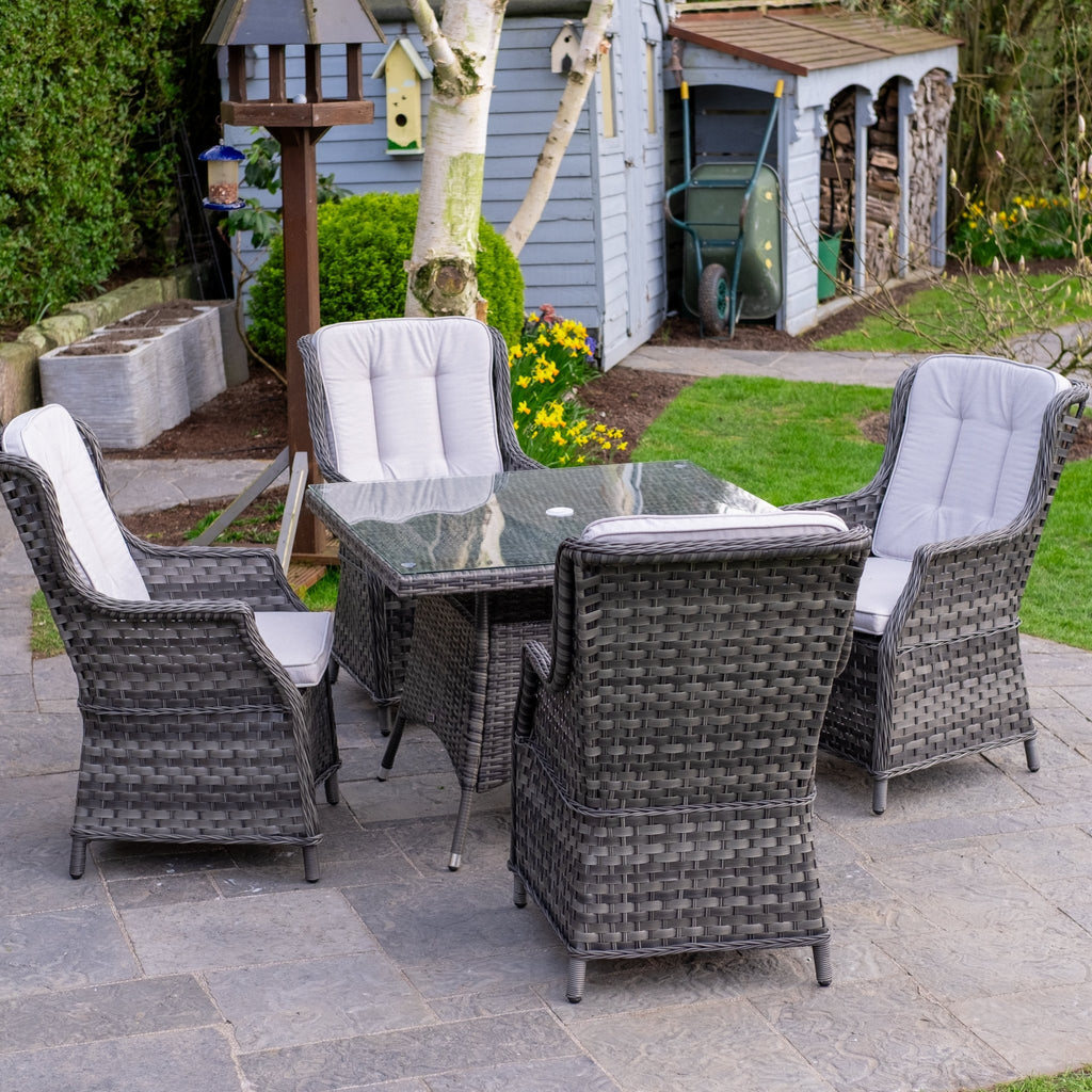 Ravenna - 4 Seater Set with Square Dining Table (Grey) - Rathwood Store