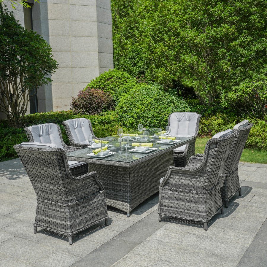 Ravenna - 6 Seater Set with Rectangular Firepit Table(Grey) - Rathwood Store